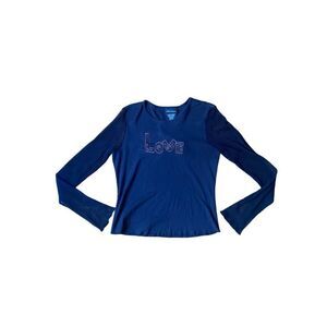 Vintage Y2K fishnet long sleeve LOVE tee juniors 00s whimsigoth